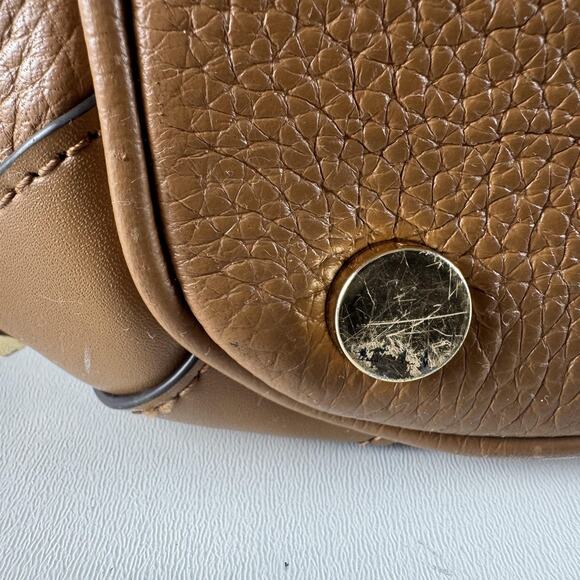 Michael Kors Alamis Bucket Bag Womens Medium Brown Leather Chain Strap Purse - Picture 14 of 16